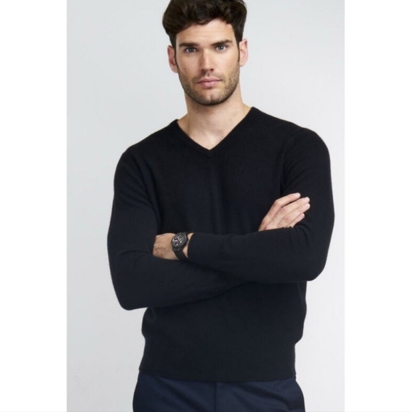 Jos. A. Bank Men's Travelers 100% Cashmere V-Neck Black Sweater XL Classic Fall - Picture 1 of 7